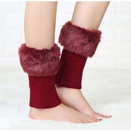 Women Winter Leg Warmers Lady Crochet Knit Plush Leg Boot Socks Toppers Cuffs Winter Fashion Solid Color Thermal Sleeves