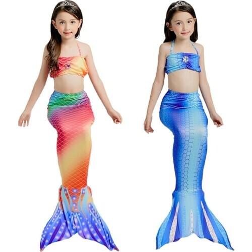 DUOJIAOYAN Fairytale Swimwear Colorful girls Mermaid swimming Beachwear Bikini Set Cute Dress Princess Swimsuit
