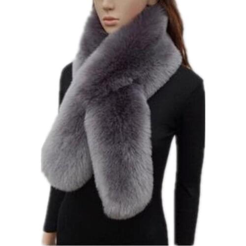 Women Winter Faux Fur Collar Coat Women Warm Furs Scarf Hairy Soft Shawl Multi Color Female Faux Fox Fur Scarves