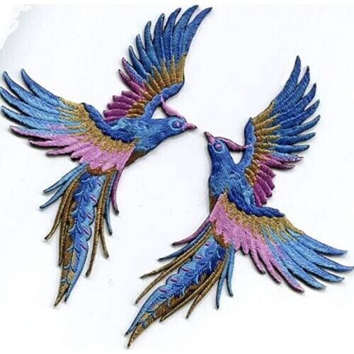 1 pair New Embroidered Phoenix Patches Iron On Patch DIY accessories for Coat Jeans Dress Cute Flying Birds Patches