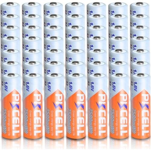 100PCS PKCELL 1.6V AA rechargeable battery 2500mWh NIZN aa batteries for electric remote flashlight