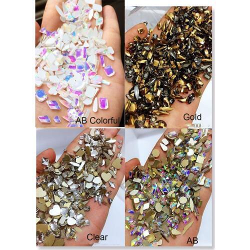 100pcs/bag Nail Crystal Rhinestones Charming /Glass Clear-AB Mix Stones Gems Flatback Rhinestone Strass For Nail Art Charms JZ10
