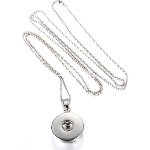 2PC 60cm Ball Chain Necklace Snap Button Necklace Pendant Fit 18-20mm Snap Button Pendant Necklace Snap Button Jewelry YYNL403