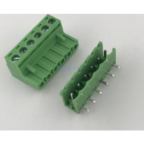 20sets 5.08 mm Pitch PCB Pluggable Screw Terminal Blocks, Plug + Angle Pin Socket 2 pin to 22pin