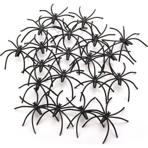 20Pcs Plastic Black Spider Funning Joking Toys Decoration Realistic Props Festival Supplies Halloween Decoration