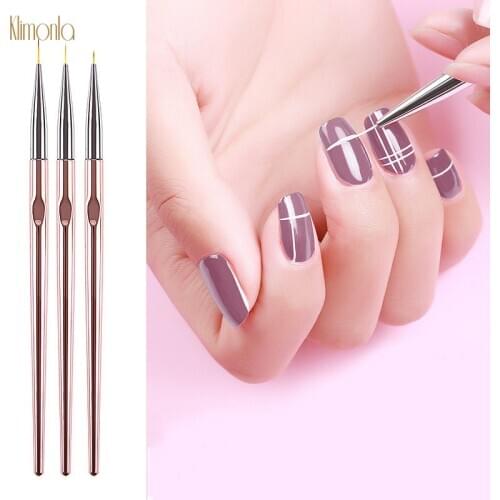 3pcs/lot Champagne Pen Nail Art Brush Painting Drawing Pen Acrylic UV Gel Polish Brushes Drawing Flower Line Grid 3D Tips Tools