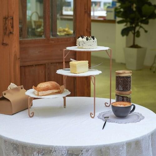 3 Tier Cupcake Plates for Wedding Cake Stands Decoration Stairs Metal Dessert Cake Plates Home Baking Birthday Tableware Plates