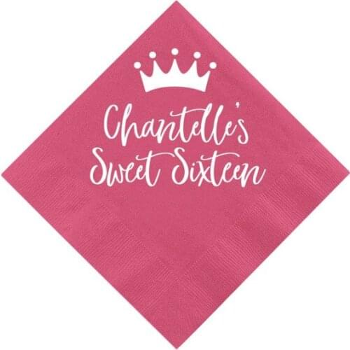 50pcs Sweet 16 Birthday - Personalized Birthday Napkins|Milestone Birthday|Sweet 16 Party|Sweet 16 Party Decor|Sweet 16 Napkins