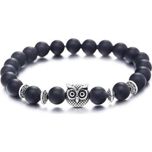 8mm black multicolor nature Agate Onyx Chakra Healing Reiki Buddha Yoga Bracelet elastic adjustable Volcanic Stone Bangles 4f42