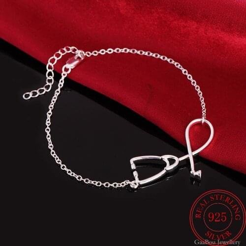 Silver Chain 925 Personalized Stethoscope Womens Bracelets Charms Lucky Bangles Designer Party Luxury Jewelry