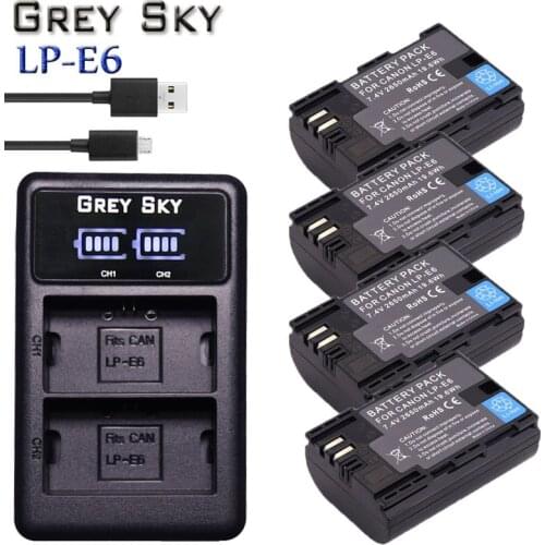LP-E6 LPE6 LP E6 Battery +LCD Charger for Canon EOS 5D 5D2 5DS R Mark II 2 III 3 6D 60D 60Da 7D 7D2 7DII 70D 80D