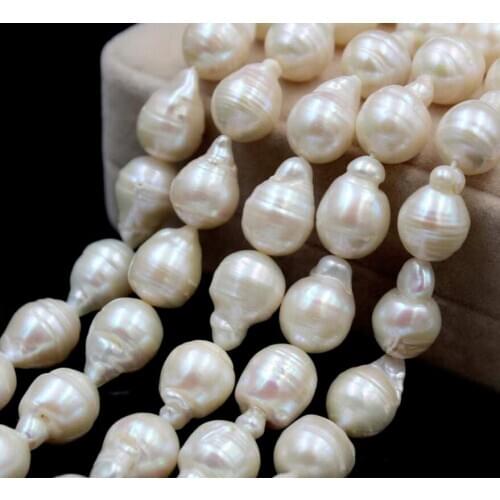 WHITE SOUTH SEA BAROQUE PEARL LOOSE BEADS 15 INCHES