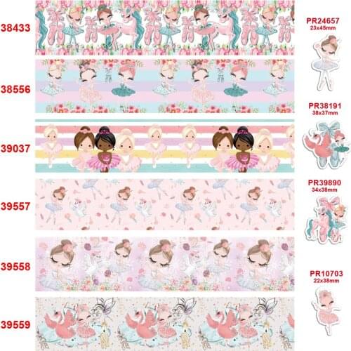 Free shipping characters ballerina printed grosgrain ribbon 38433