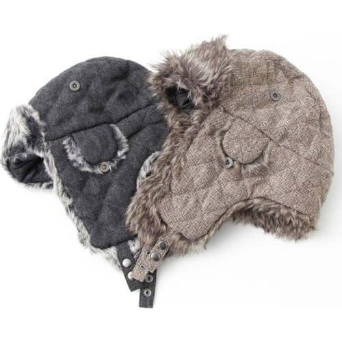 Free shipping High Quality Casual Bomber Hats Lovers' bowler large Wool Vintage earflap filling cotton autumn & winter windproo
