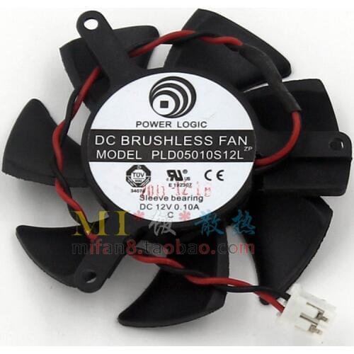 Free shiiping POWER LOGIC PLD05010S12L 2pin 12V 0.1A 46mm 39x39x39mm graphics card fan