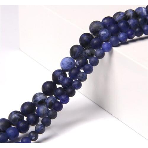 Top Grade Dark Blue Sodalite Genuine Natural Stone Beads Frost Round Minerals Loose Beads For Beadwork Jewelry Making Accessorie