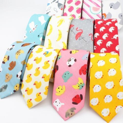 Cotton Mens Colourful Tie Duck Dog Fruit Flower Ties Narrow Kids Children Necktie Slim Skinny Cravate Narrow Thick Neckties