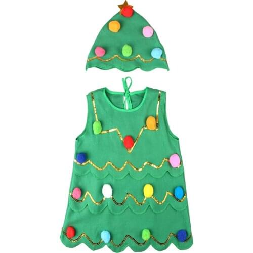 Girls anime bluey santa claus costume green dress hat suit party performance with hat baby Christmas girls
