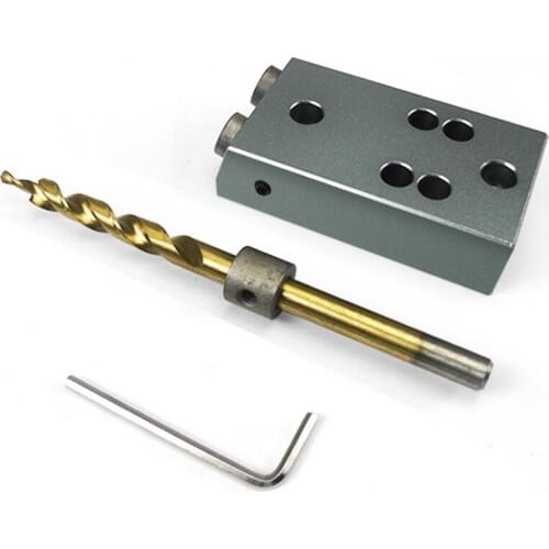 Pocket Hole Jig Accessories for Wood Dowel Joinery Drilling Kit with 9.5mm 3/8" Step Drill Bits Twist Bit Plug For Woodworking