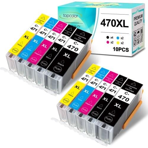 Topcolor PGI-470 CLI-471 470XL 471XL Full Ink Cartridge Suitable for Canon Pixma MG5740 MG6840 TS9040 TS6040 TS5040 8040 Printer