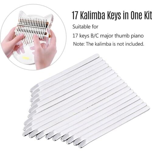 LINGTING 17 Kalimba Keys Thumb Piano Keys Replacement Kit Manganese Steel with Stickers for 17 Key B/C Major Kalimba