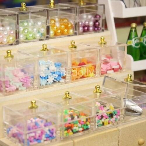 Cute Mini 1/12 Scale Dollhouse Miniature Supermarket Candy Box Display Rack Obitsu 11 BJD Doll House Furniture Accessories Toy