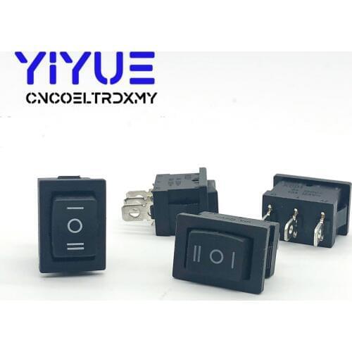 5PCS KCD1 Mini Black 3 Pin three position toggle switch On/Off/On Rocker Switch AC 6A/250V10A/125V
