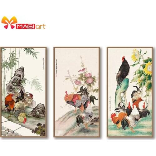 Cross stitch kits Embroidery needlework sets 11CT water soluble canvas patterns 14CT Animal style cock -NCMA142