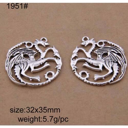 Newest 25 Pieces/Lot 32x35mm Antique Silver Plated Alloy Charm For Jewelry Making