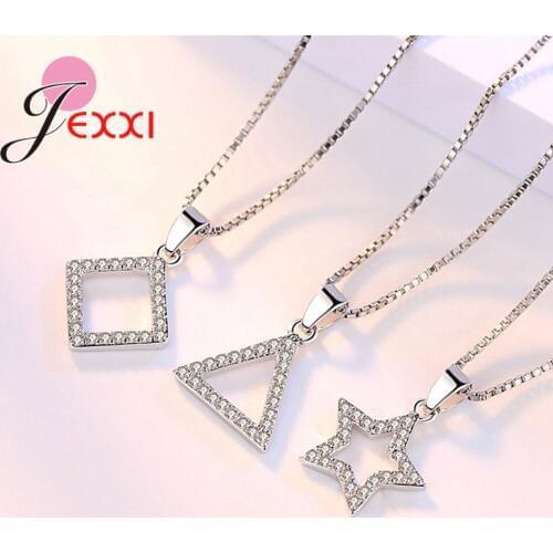 New Trendy Girls/Women Necklace Pendants 925 Sterling Silver Austria Crystal for Women Jewelry Accessories Wholesale Price
