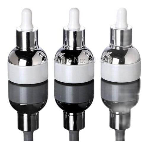 NEW ARRIVAL 30ml white glass dropper bottle with silver shoulder and silver collar ,white bulb glass bottle