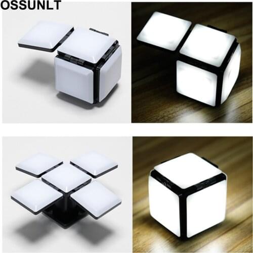 New Magic Cube Night Light LED Folding Lighting Desk Lamps USB Rechargeable Four-Leaf Flip Energy-Saving Night Lamp Dropshipping