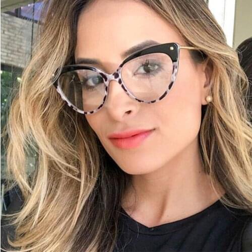 Trends Office Computer Glasses Frame Women Anti Blue Light Cat Eye Eyewear Blocking Glasses Optical Spectacle Eyeglass Fashion