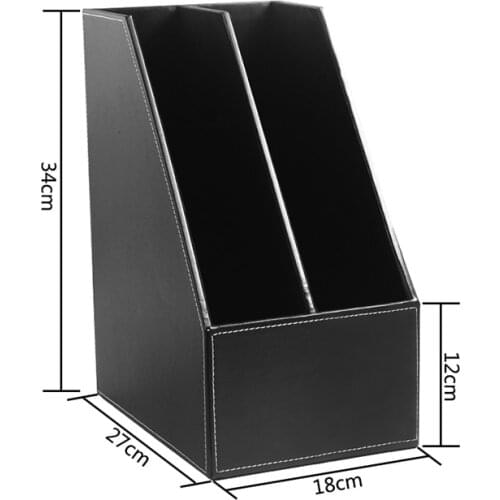 Office PU Leather Desktop File Holder Tray Double-layer Business Document Organizer Rack Magazine Stand CAN CUSTOMIZE LOGO