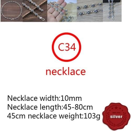 C34 S925 Sterling Silver Necklace Personality Punk Style Chain Sweater Chain Domineering Cross Flower Matching Chain hot