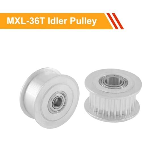 MXL 36T Passive Pulley Wheel with/without Teeth 7mm/11mm Belt Width Bearing Pulley 3/4/5/6mm Bore Tension Belt Idler Pulley