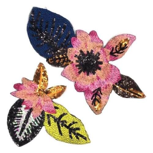 Export USA High Quality Shining Diamond Sequins Leaves Flower Patches for Clothes DIY Accessories