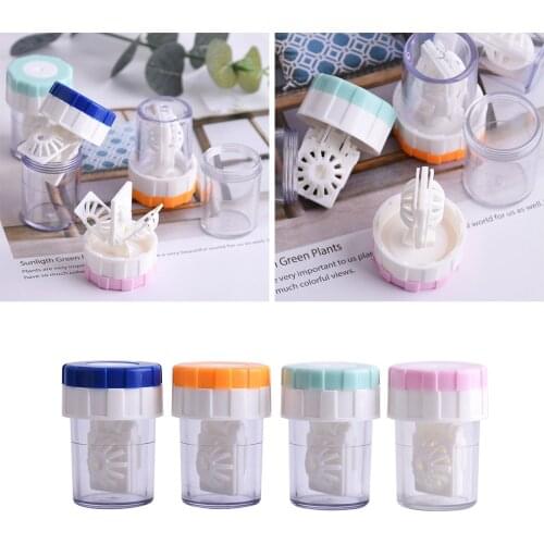 Contact Lens Cleaner Case Protable Box Manual Rotation Type Plastic Container Storage Holder For Travel Eyes Travel Kit