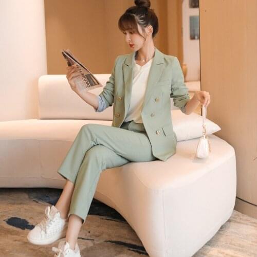 Casual Pants Two-Piece Suit Set Womens Fashion Suits Autumn New Double-Breasted Suit Jacket