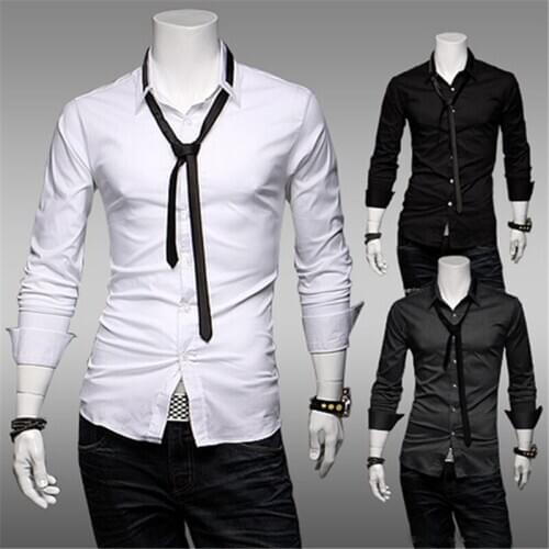 Luxury Mens Stylish Suit Dress Shirt Slim Shirts Long Sleeve Casual Men Business Formal Shirt