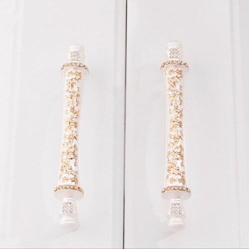 New diamond shoescase drawer handle7.5"European Ivory white cabinet door knob Modern wardrobe handles Cupboard dresser pull192mm