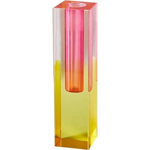 Modern Rainbow Color Bud Vase Tabletop Glass Vases Luxury Decorative Acrylic Crystal Nordic Room Decoration Home-Pink