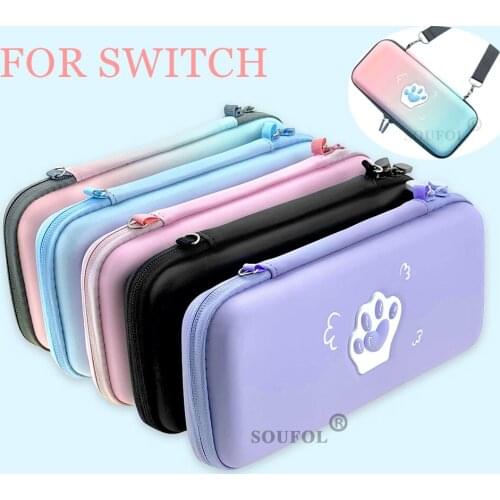 Cute Cat Paw Travel Carrying Storage Lanyard Bag for Nintendo Switch Game Console Box Shell Protective Cover for Switch