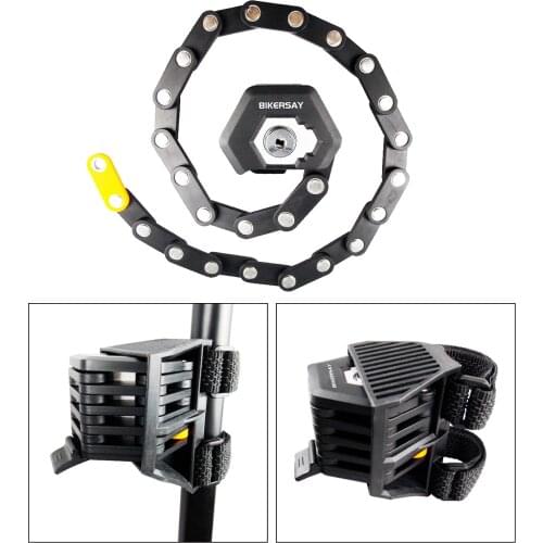 Heavy Duty Chain Joint Anti-Theft Folding Bicycle Lock w/ Mounting Bracket,Screw,Strap for Mountain Road MTB Bikes Cycle Supply