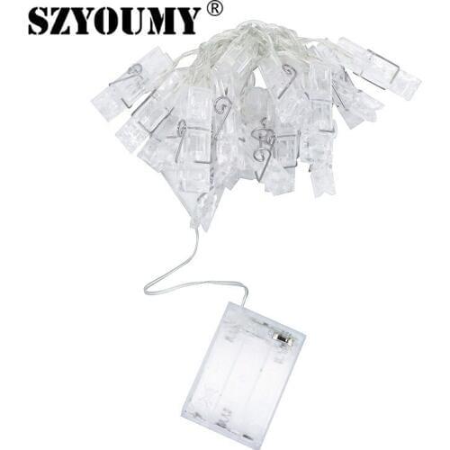 SZYOUMY LED Garland Card Photo Clip Christmas Garlands Wedding Valentines Decoration Led String Fairy Lights Battery Operated