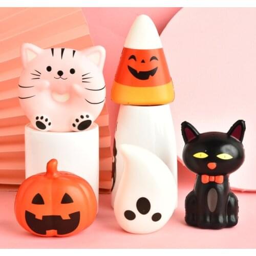 Squishy Slow Rising Squeeze Fidget Toys Pumpkin Black Cat Ghost Antistress PU Pinching Toy Halloween Gift For Children & Aldult