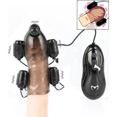 Penis Vibrating Extender Vibrator Glans Delay Stimulator Exercise Sleeve Male Masturbator Bullet Vibrator Adult Sex Toys for Men