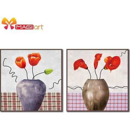 Cross stitch kits Embroidery needlework sets 11CT water soluble canvas patterns 14CT Mordern style brief-brush flowers-NCMF092