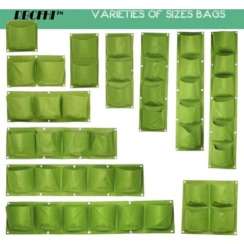 1-6 Pockets Green Grow Bags Vertical Cross Wall Hanging Planting Bags Planter Garden Vegetables Living Garden Bag Home Supplies