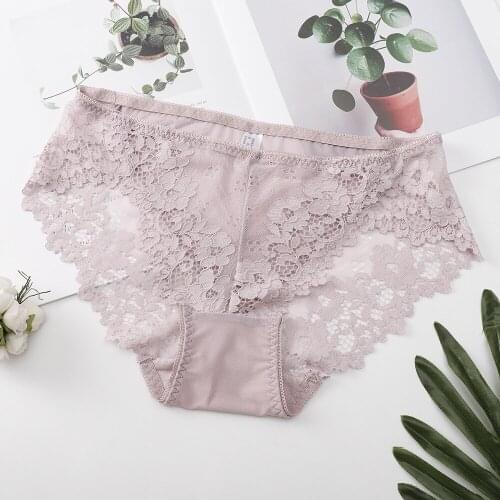 Womens underwear new product pure cotton bottom crotch cloth lace edge sexy breathable womens mid-waist womens underwear